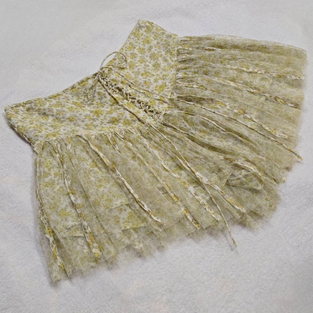Free People Cream and Sage Floral Mini Skirt - Picture 3 of 13